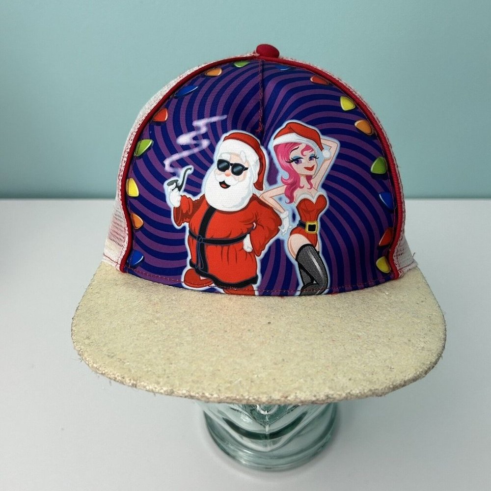 Santa Clause Bad Santa Adjustable Hat Snapback Baseball Cap White Glitter
